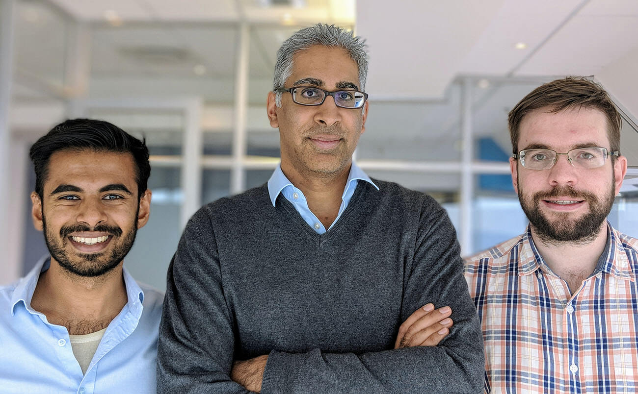 The Giraffe team: Shafin Anwarsha (Head of Product), Anish Shivdasani (CEO), Bradley Cowie (Head of Development)