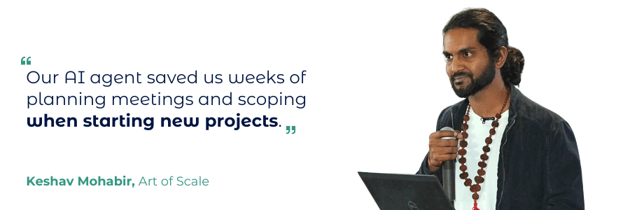 Man In Dark Jacket Speaking With Quote About Saving Time In Projects.